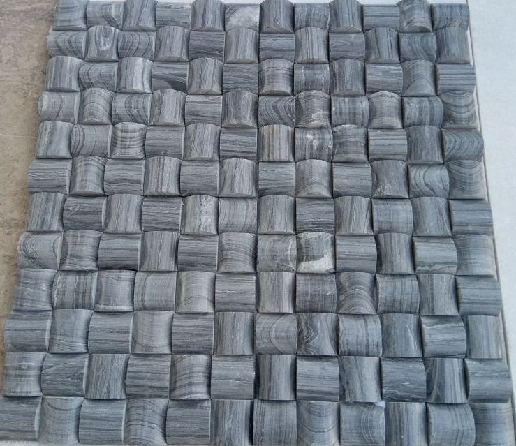 Black Marble Stone Mosaic Tiles  In 3D Pattern